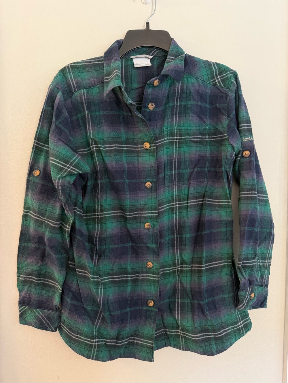 Columbia Womens Green Plaid Flannel - Medium